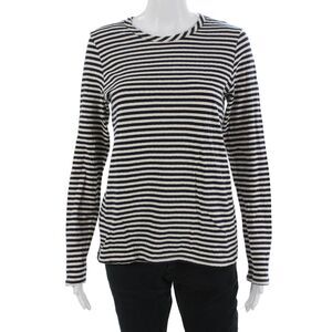 Perfect White Tee Womens Striped Black Jersey T-Shirt Long Sleeve Size S
